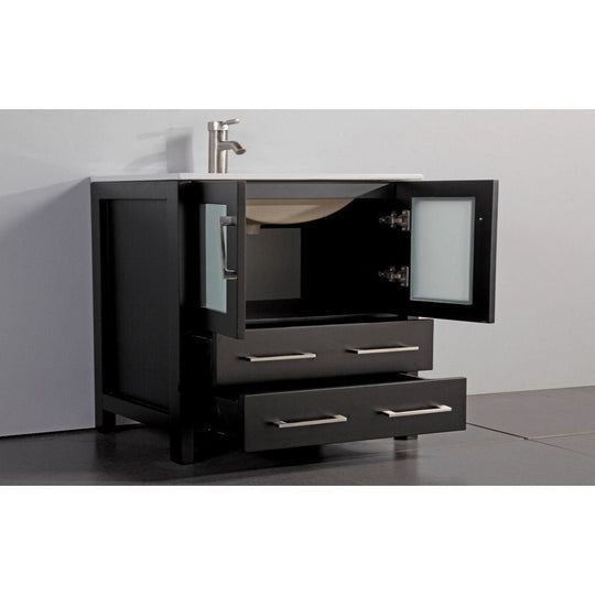 Vanity Art - London 72" Double Sink Bathroom Vanity Set with Sink and Mirrors - 1 Side Cabinet - Bhdepot 