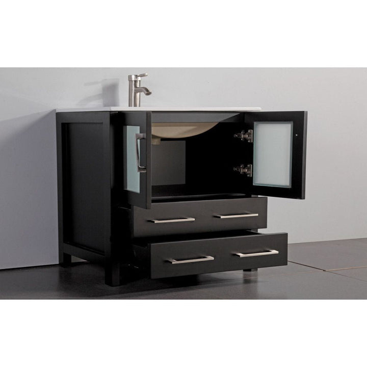 Vanity Art - London 72" Double Sink Bathroom Vanity Set with Sink and Mirrors - 1 Side Cabinet - Bhdepot 