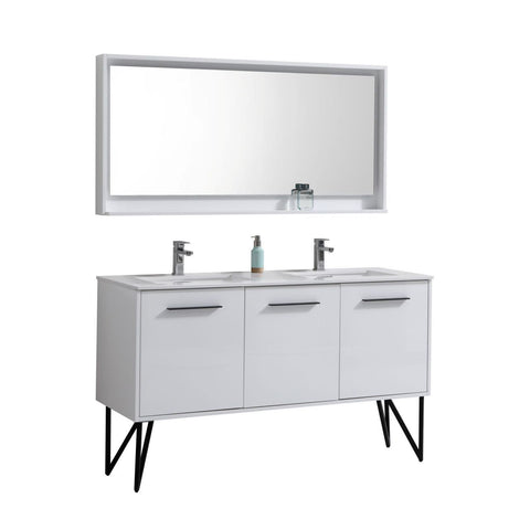 Bosco 60" Double Sink Modern Bathroom Vanity w/ Quartz Countertop - Home and Bath Depot
