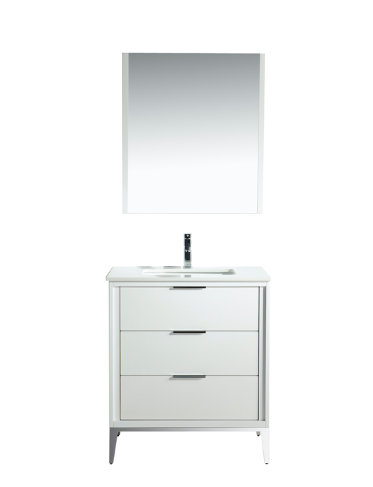Divani 30" Gloss Vanity with Quartz Countertop - Bhdepot 