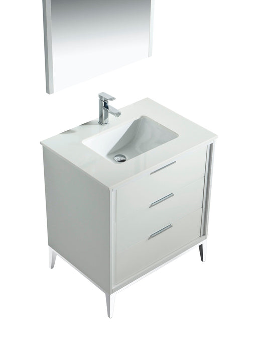 Divani 30" Gloss Vanity with Quartz Countertop - Bhdepot 