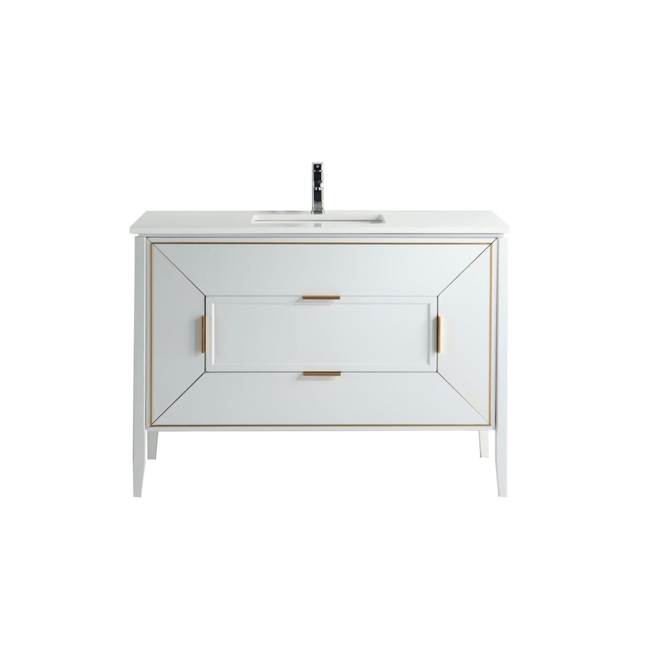 Vetro 48" Gloss Vanity with Quartz Countertop - Bhdepot 