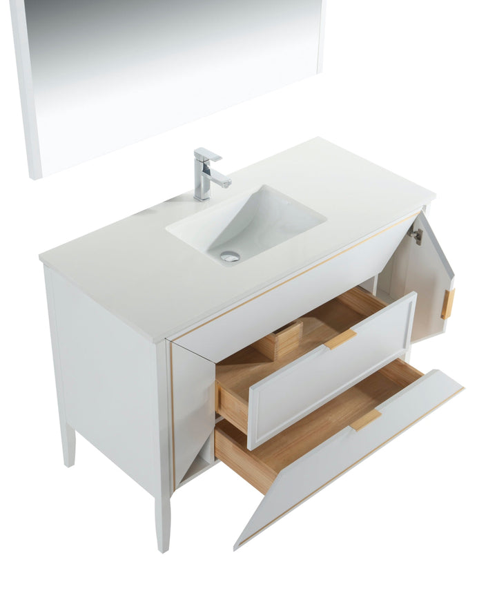 Vetro 48" Gloss Vanity with Quartz Countertop - Bhdepot 