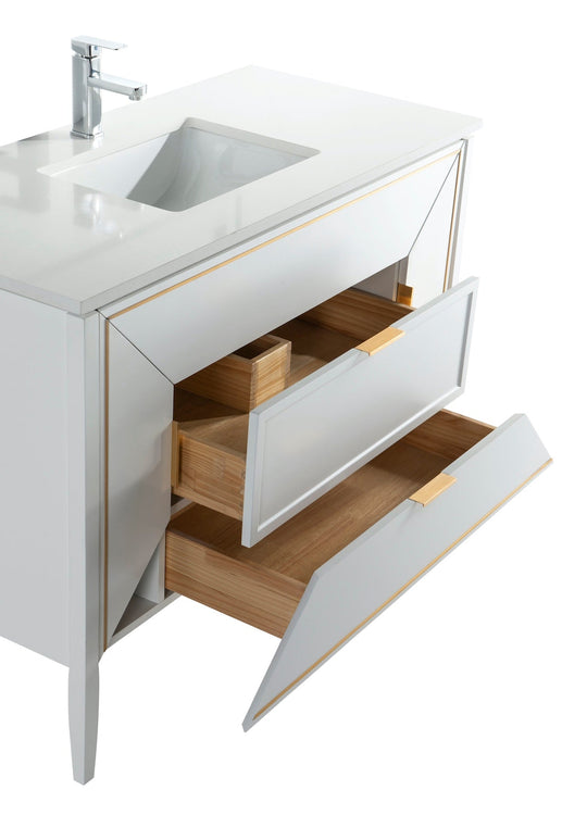 Vetro 48" Gloss Vanity with Quartz Countertop - Bhdepot 