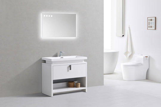 Levi 40" Modern Bathroom Vanity w/ Cubby Hole - Home and Bath Depot