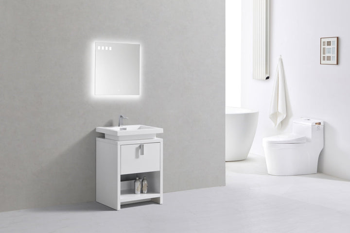 Levi 24" Modern Bathroom Vanity w/ Cubby Hole - Home and Bath Depot
