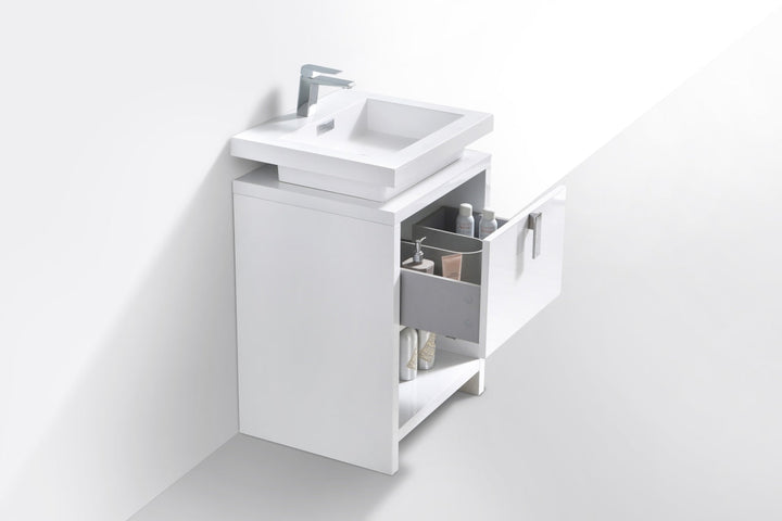 Levi 24" Modern Bathroom Vanity w/ Cubby Hole - Home and Bath Depot