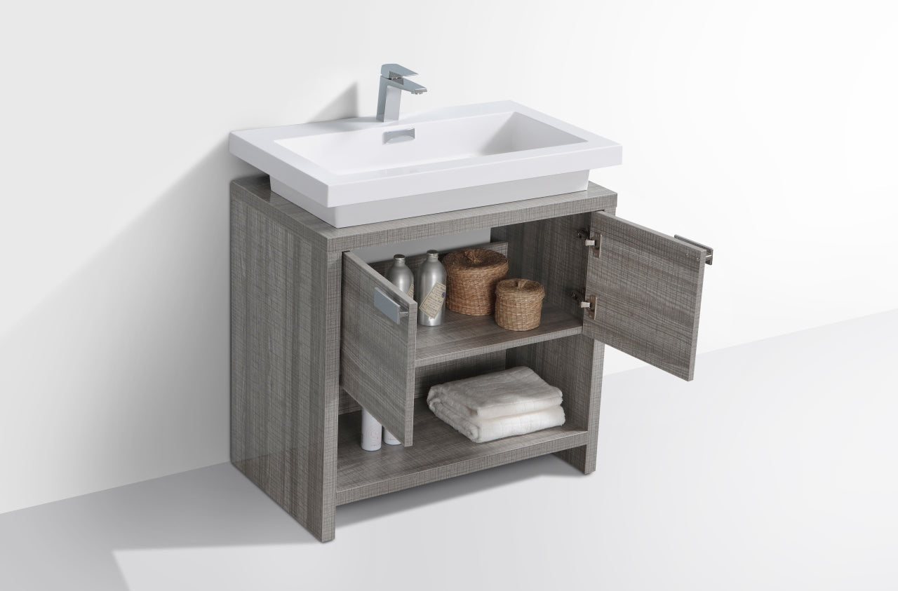 Levi 32" Modern Bathroom Vanity w/ Cubby Hole - Home and Bath Depot