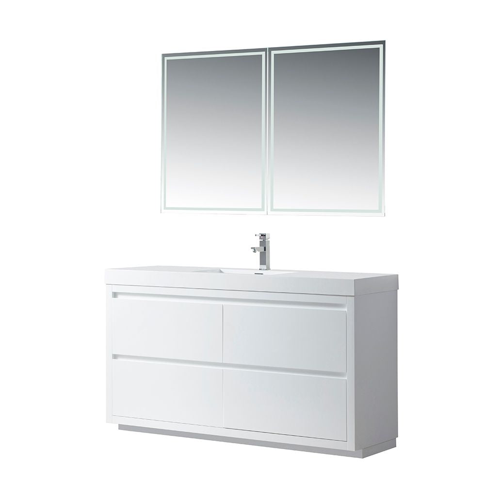 Vanity Art - Berlin 60" Freestanding Single Sink Bathroom Vanity - Bhdepot 