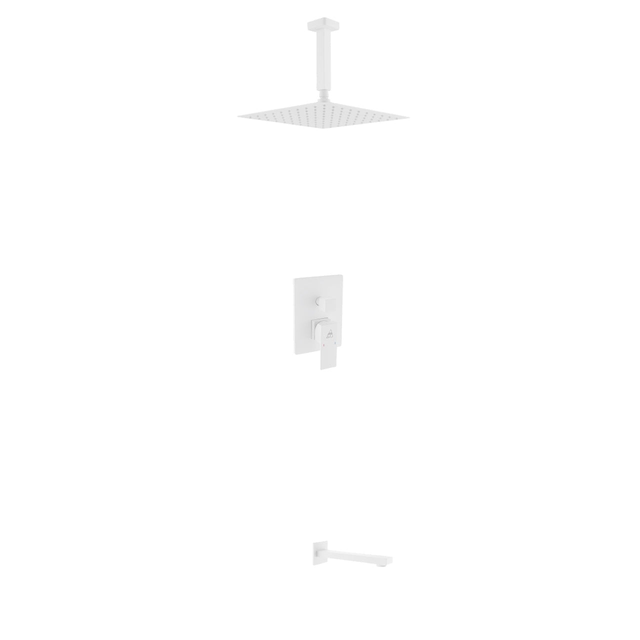 Aqua Piazza Brass Shower Set with Ceiling Mount Square Rain Shower and Tub Filler - Home and Bath Depot