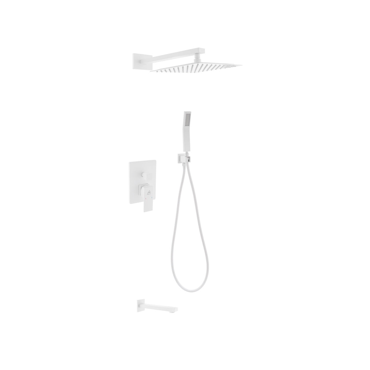 Aqua Piazza Brass Shower Set with Square Rain Shower, Handheld and Tub Filler - Home and Bath Depot