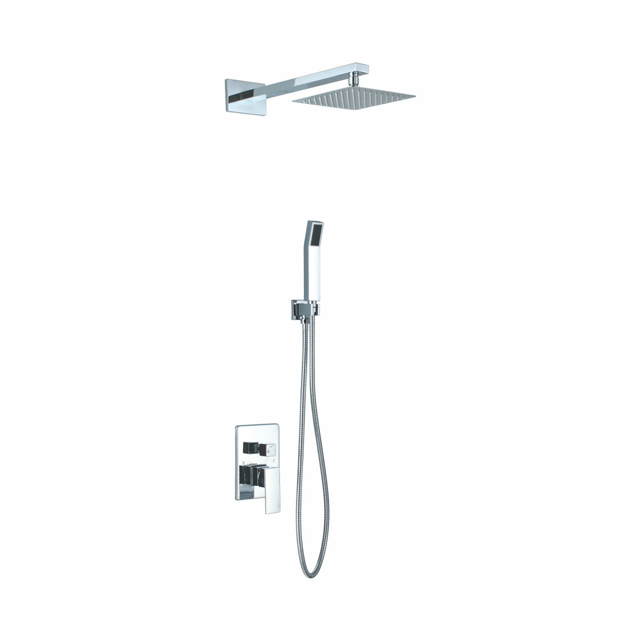 Aqua Piazza Brass Shower Set with Square Rain Shower and Handheld - Home and Bath Depot