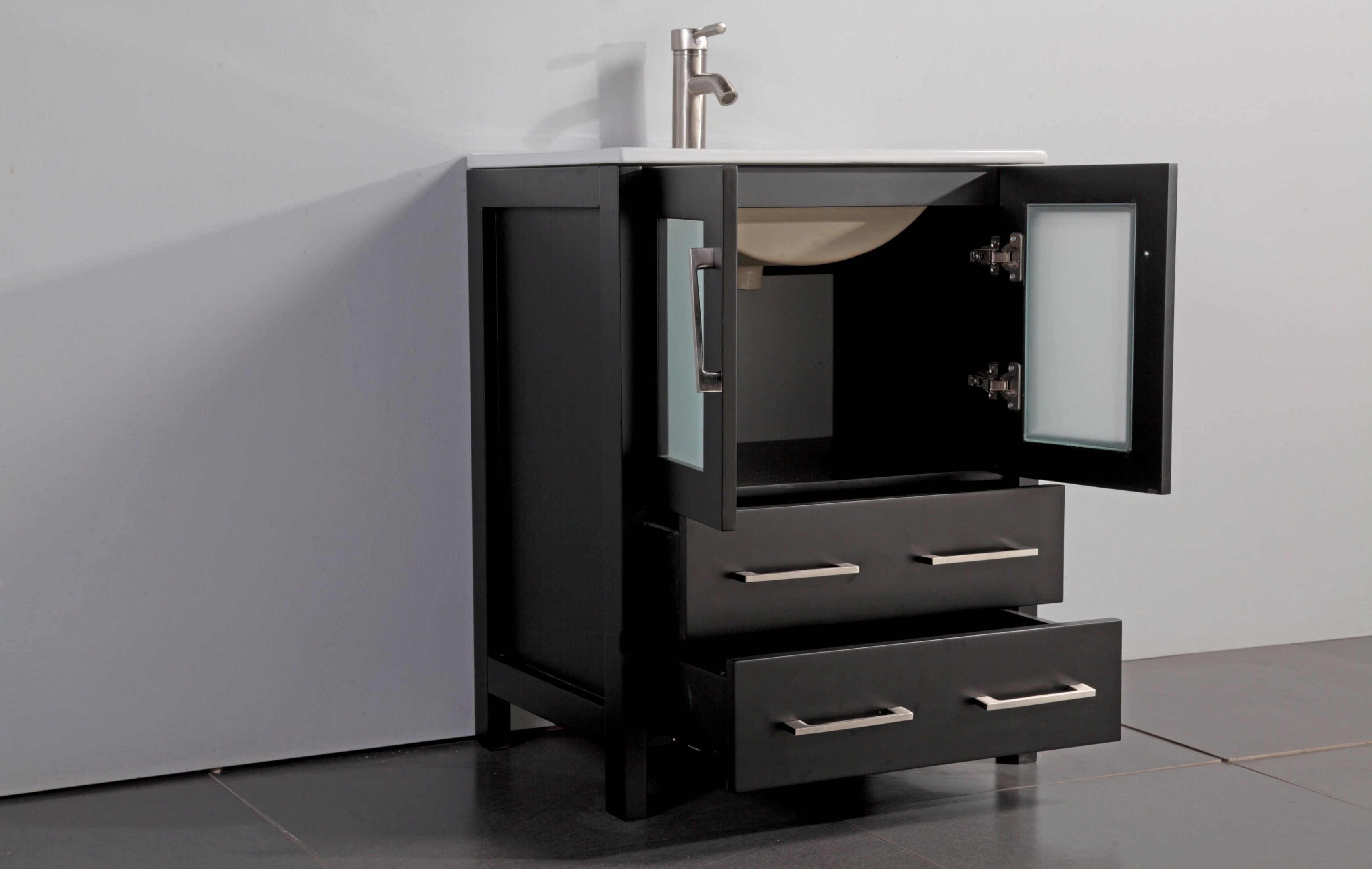 Vanity Art - London 72" Double Sink Bathroom Vanity Set with Sink and Mirrors - 2 Side Cabinets - Bhdepot 