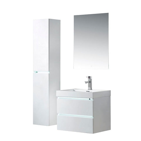 Vanity Art - Riga 24" LED Lighted Wall-mount Single Sink Bathroom Vanity - Bhdepot 